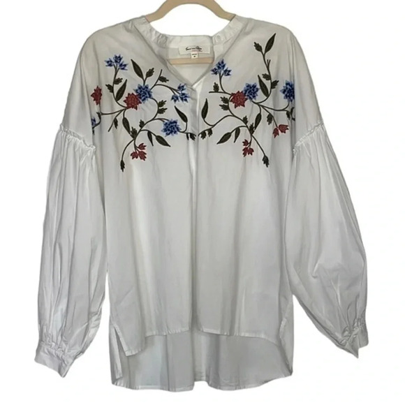 NWT Plus Size Two by Vince Camuto White Embroidered‎ Button-Dow Shirt Size 1X - Picture 1 of 10
